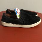 UGG Ricci Women's Size 7 Shoes Black White Fur Slip On Comfort Casual Sneakers