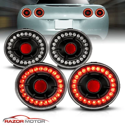 2005-2012 For Chevrolet Corvette C6 Coupe Black LED Brake Tail Lights Pair 4pc - Image 1 of 4