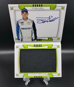 TY DILLON  8/25 AUTO ON CARD RELIC BOOK NASCAR PANINI NATIONAL TREASURES 2020 - Picture 1 of 2
