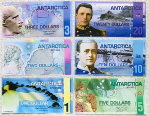 6pcs ANTARCTICA 1/2/3/5/10/20 UNC Dollar Banknote World ART Money For Collection - Picture 1 of 12