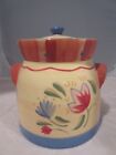 Pfaltzgraff Canister Cookie Jar Lid Large Handles Hand Painted Colorful