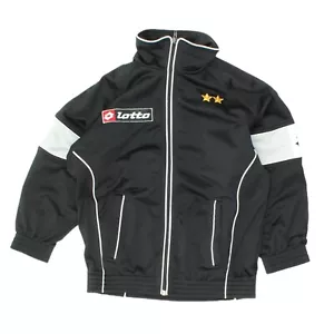 Juventus Lotto Boys Black Track Jacket | Vintage Y2K Kids Football Sportswear - Picture 1 of 3