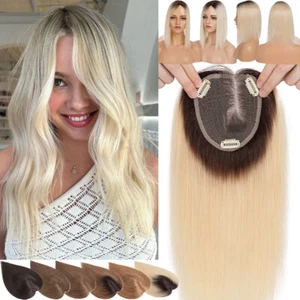 Clip in Real Human Remy Hair Topper Hairpiece Toupee SidePart with Thinning Hair - Picture 1 of 16