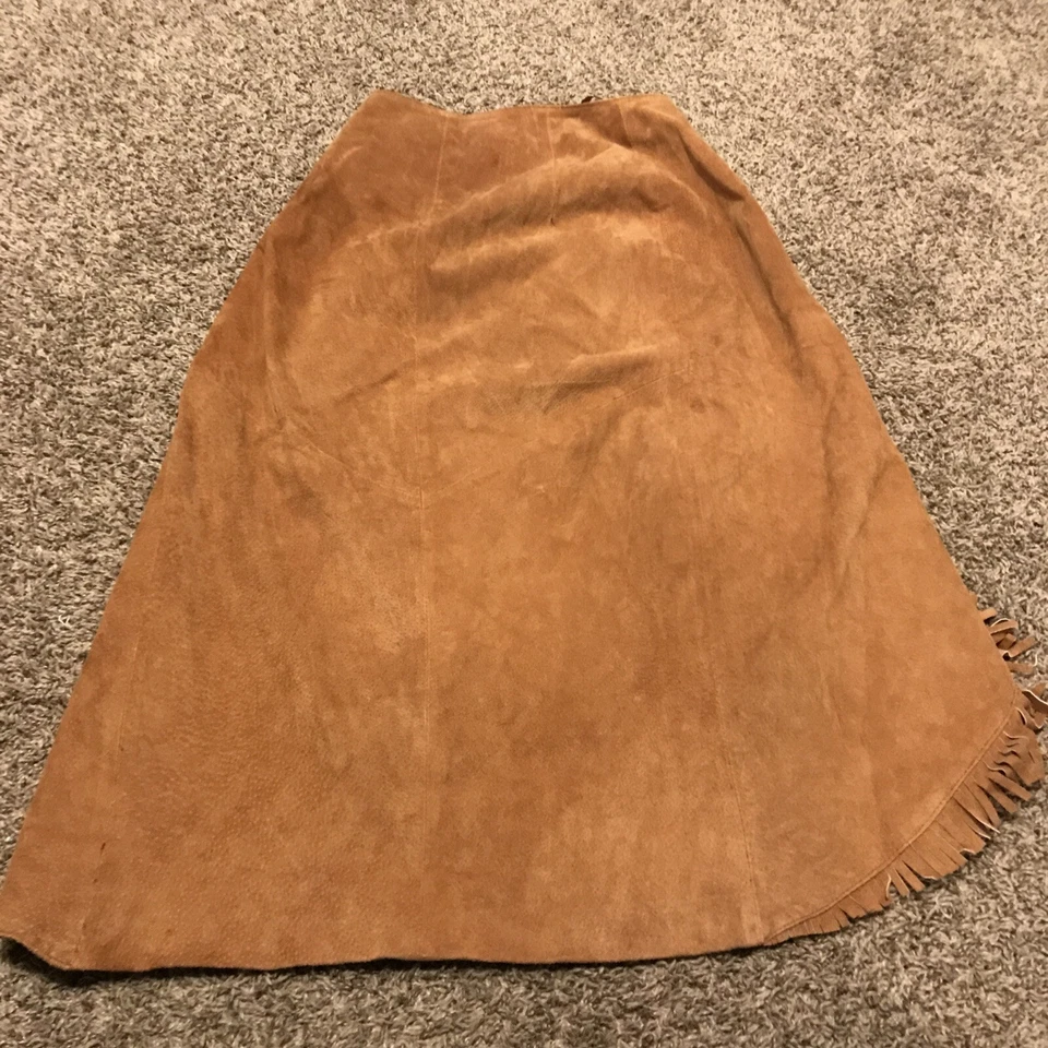 De Colección Marrón Gamuza Abrigo Falda Forrada Para Mujer Talla 5/6 Súper Suave Linda Borla B20 Foto 1 de 4