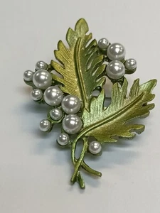 Broche/Pin de Metal Estilo Vintage Gris Claro Perlas Metal Color Verde 1003 - Imagen 1 de 6
