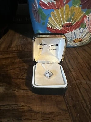 Vintage in Original Case Pierre Cardin Paris Silver Marble Tie Tack Pin - Image 1 of 3