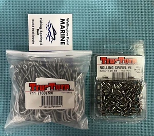 TruTurn 711 5/0 Gang Hooks 100 Pack + Rolling Swivels #4 - Value Pack - Picture 1 of 2