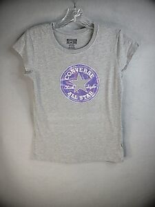 Converse Juniors Womens XL Extra Large Gray Graphic T Shirt Top Shirt Purple