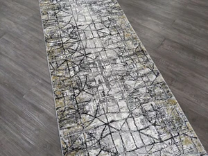 grey black modern Turkish Made hallway carpet rug runner -soft pile - - Picture 1 of 5