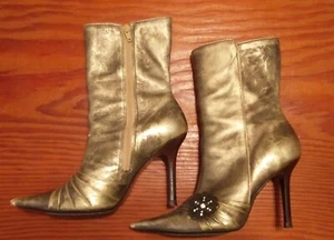 Steve Madden Dynasti Damen Stiefeletten (Größe 6,5) Gold Metallic ORIGINAL - Bild 1 von 7