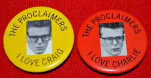 THE PROCLAMERS I Love Craig I Love Charlie 2 Promo Pinback Insignias De Colección - Imagen 1 de 3