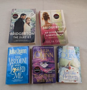 Menge 4 Bridgerton Serie Bücher von Julia Quinn Netflix Taschenbuch #1 2 3 5 + Bon - Bild 1 von 5