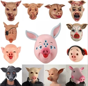 Masquerade Halloween Latex Fancy Peppa Pig Head Mask Carnival Party Cosplay Prop - Picture 1 of 78