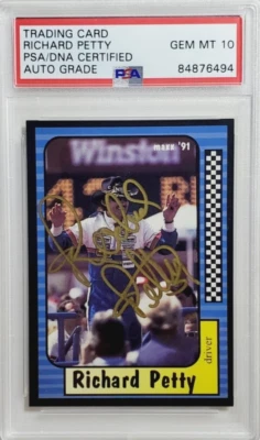 Tarjeta de carreras firmada por Richard Petty Maxx #43 1991 autógrafo PSA 10 Auto GOAT Foto 1 de 2
