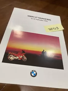 BMW Moto Tarif Nuancier 1993 K75 F650 K1100 R100 R1100 Etc Prospecto Catálogo - Imagen 1 de 5
