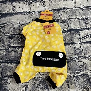 Spooky Village SMALL Yellow  " Throw Me A Boo"  Yellow Black 10" Boo Pajamas