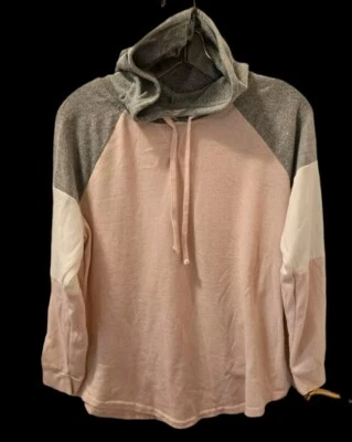 Bobbie Brooks Mujer Grande Rosa Gris Manga Larga Sudadera con Capucha Pullover Sudadera Foto 1 de 4