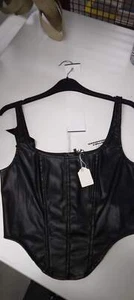 Boohoo Faux Leather Corset Black - Picture 1 of 7