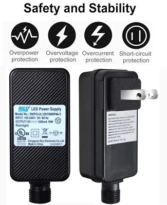 12V 1A Class 2 Power Supply LED Transformer Replacement for String Rope Lights - Image 1 of 4