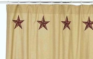 CORTINA DE DUCHA LONE STAR : CABAÑA RÚSTICA COUNTRY RED TAN BROWN PLAID LANDON - Imagen 1 de 4