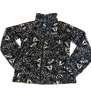 Columbia Full Zip Black and Pink Fleece Jacket Girls Size S Small 7/8 - Picture 1 of 7