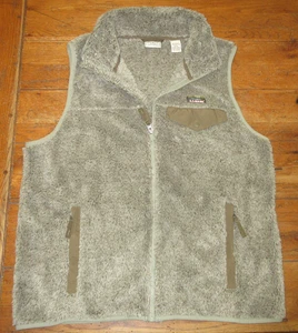 LL Bean Hi Pile Fleece Zip Up Vest Green/Gray Men Medium GUC - Picture 1 of 7