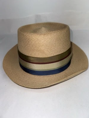 Sombrero de paja vintage Churchill Ltd. para hombre talla 7 1/8, largo ovalado italiano Milán Foto 1 de 4