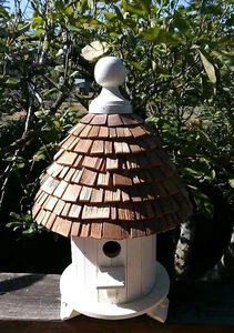 Vintage Round Dovecote Barrel Wood Bird House Hand Made Table Lamp 17" Tall - Picture 1 of 17