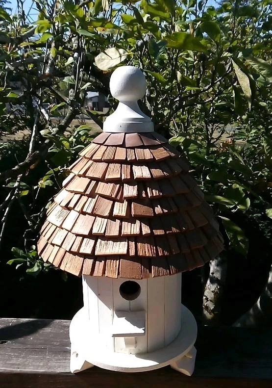 Lámpara de mesa vintage redonda paloma barril madera casa pájaro hecha a mano 17" de alto Foto 1 de 4