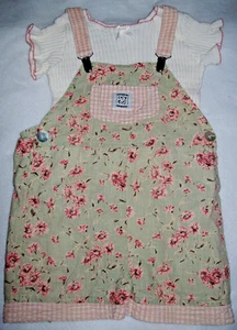 Girl 3T: Vintage ~COZY TOES~ 2-Pc SET: Top & Shortalls: Floral & Checks: AWESOME - Picture 1 of 5