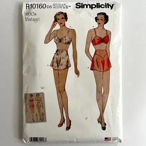 Simplicity R10160 Sewing Pattern 1930's Vtg Reprint Bra & Panties Misses Sz 4-12 - Picture 1 of 12
