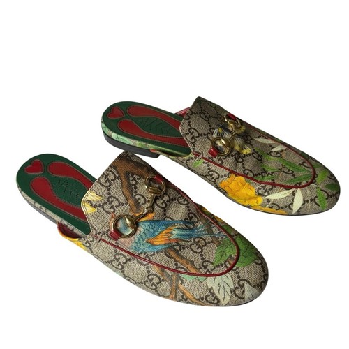 Mocassino Gucci GG Monogram Horsebit Princetown uccellino floreale mules EU 37 5 US 7 5