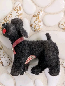 Caniche negro flocado vintage Wagner Kunstlerchutz Alemania Occidental perro cachorro 2" - Imagen 1 de 4