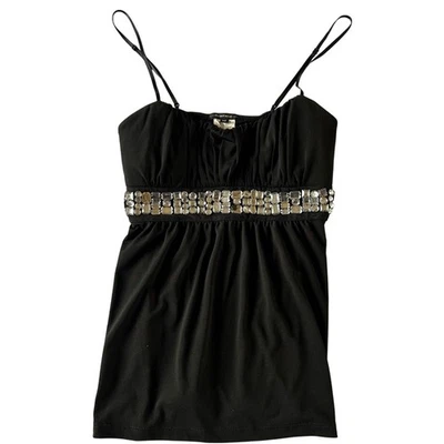 Rampage Womens Size Medium Black Y2K Babydoll Tank Top Embellished Rhinestone - Image 1 of 4