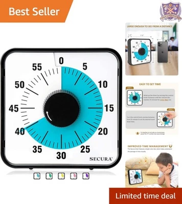 60-Minute Visual Countdown Timer Kids Adults Mechanical Kitchen Clock Blue - Image 1 of 4