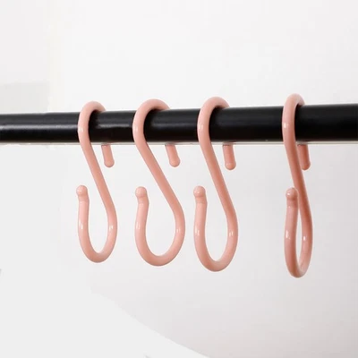 Paquete de 16 ganchos de plástico para colgar utensilios para colgar toallas rosa Foto 1 de 4