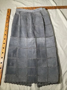 Falda De Colección Jon Lawrence Cuero Mujer 14 Gris Cuero Retazos Abertura Lápiz Años 90 - Imagen 1 de 9
