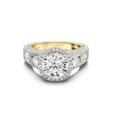 18K Multi Tone Gold Engagement Ring with 3 Ct IGI Lab Created Round Cut Diamond - Image 1 of 4