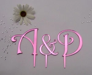 Monogramm Spiegel Acryl Hochzeitstorte Topper Buchstaben - Bild 1 von 2