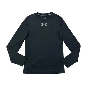 Under Armour Shirt Boys Youth M Medium Fleece Lined Fitted Coldgear Long Sleeve - Picture 1 of 9