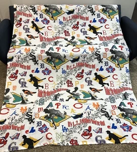 Vintage 1996 The Bibb Co. MLB Major League Baseball Teams Twin Flat Sheet - Imagen 1 de 6