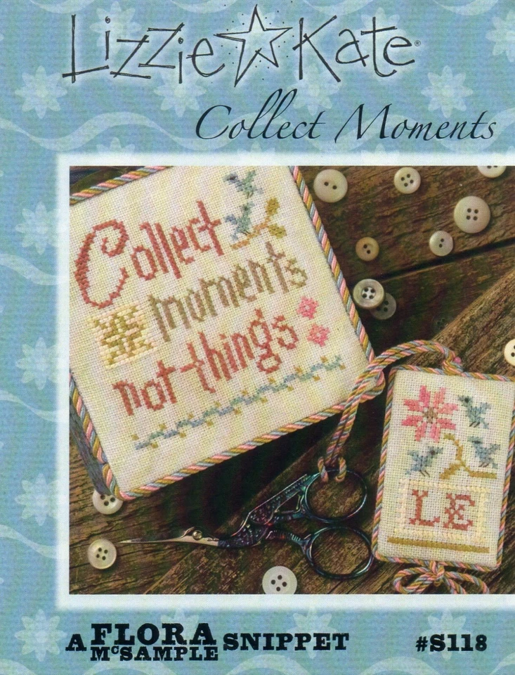 LIZZIE KATE FLORA McSAMPLE SNIPPET "MOMENTS" CROSS STITCH CHART #S118 (2015) BN - Image 1 of 1