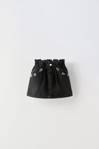 ZARA KIDS BLACK DENIM EMBROIDERED SKIRT 7147/519 3-4 - Picture 1 of 8