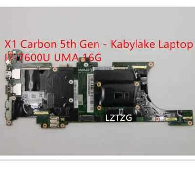 Motherboard For Lenovo ThinkPad X1 Carbon 5th Gen Mainboard i7-7600U 16G 01AY073 - Image 1 of 4