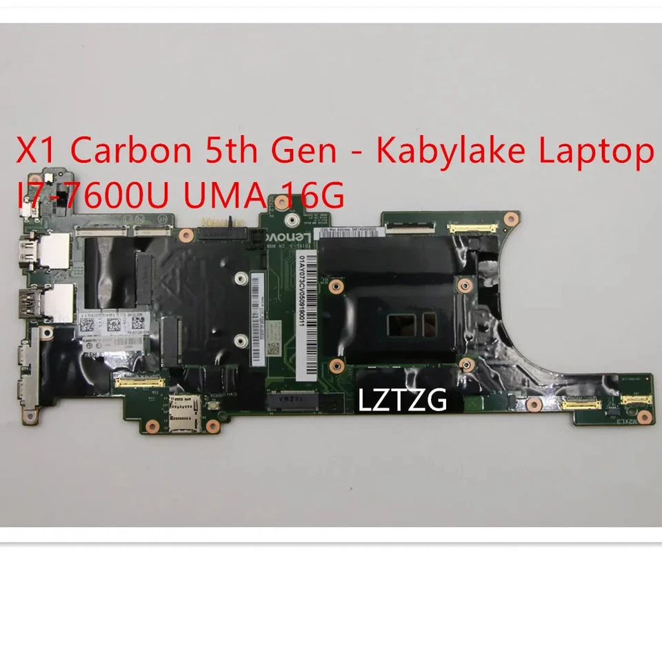 Motherboard For Lenovo ThinkPad X1 Carbon 5th Gen Mainboard i7-7600U 16G 01AY073 - Image 1 of 4