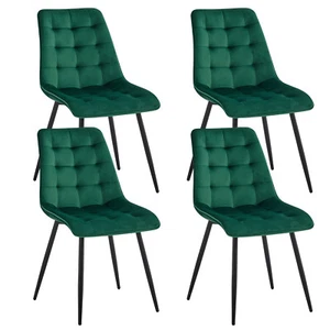 Set di 4 Sedie per Sala da Pranzo e Cucina Imbottite in Velluto verde scuro - Foto 1 di 12