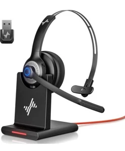 Bluetooth Headset - Wireless Headset with Noise Cancelling Microphone, V5.2 Comp - Picture 1 of 7