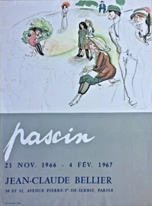 Póster litográfico de exposición original de Jules Pascin galería Jean Claude Bellier - Imagen 1 de 1
