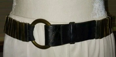 Vintage Suzi Roher Black Metal Strip Eyecatching Heavy Belt Sz M - Image 1 of 4