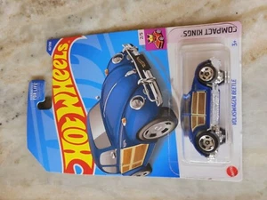 Hot Wheels 2022 #42 Blue Wood Sided Volkswagen Beetle Compact Kings - Picture 1 of 2